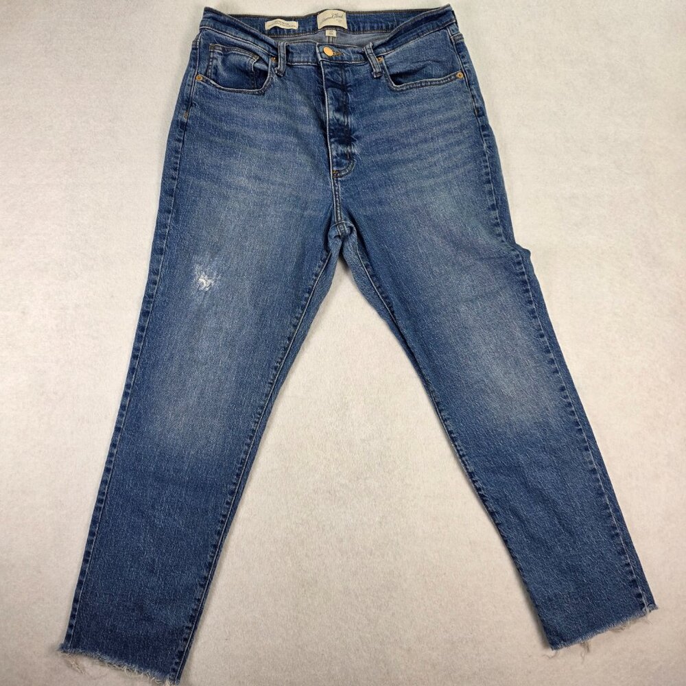 Universal‎ Thread High Rise Slim Straight Jeans Size 12R Blue Stretch Button Fly - Picture 2 of 9